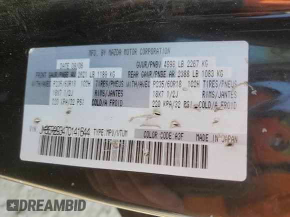 ✅ 2007 Mazda CX-7 Grand Touring • VIN: JM3ER293470141644 • Lot: 70713635. Listed on Copart with 241,246 mi. Free auction sales archive from the USA and detailed vehicle history report at DreamBid. Image 14.