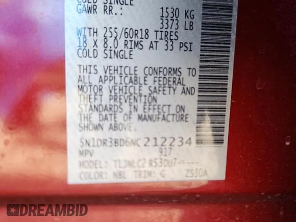 ✅ 2022 Nissan Pathfinder SV • VIN: 5N1DR3BD6NC212234 • Lot: 84546655. Listed on Copart with 9,681 mi. Free auction sales archive from the USA and detailed vehicle history report at DreamBid. Image 14.