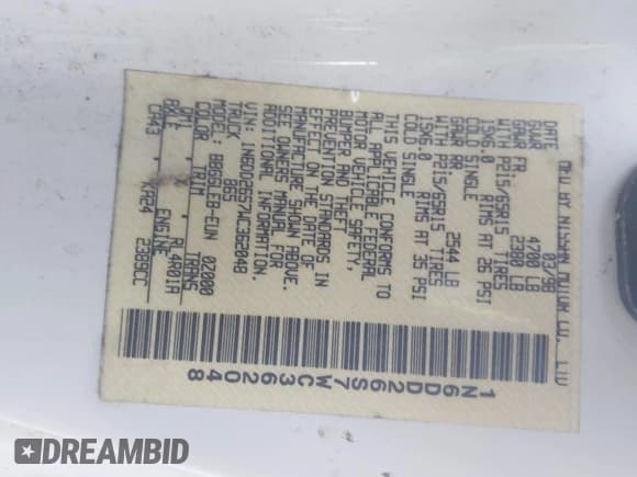 ✅ 1998 Nissan Frontier XE • VIN: 1N6DD26S7WC362048 • Lot: 43379935. Listed on IAAI with 142,721 mi. Free auction sales archive from the USA and detailed vehicle history report at DreamBid. Image 9.