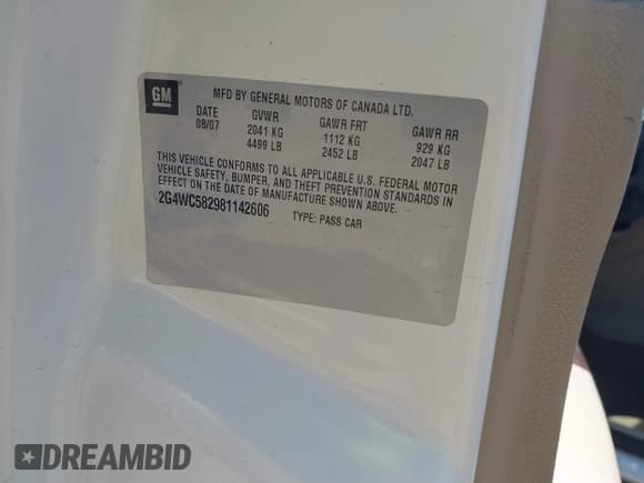 ✅ 2008 Buick LaCrosse CX • VIN: 2G4WC582981142606 • Лот: 43194129. Опубликован ранее на IAAI с пробегом 119 048 миль. Бесплатный доступ к архиву аукционных продаж из США и подробный отчёт об истории автомобиля на DreamBid. Изображение 9.