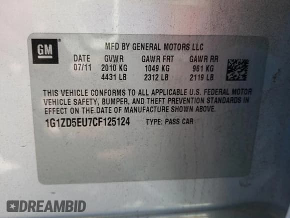 ✅ 2012 Chevrolet Malibu 2LT • VIN: 1G1ZD5EU7CF125124 • Lot: 76735674. Listed on Copart with 115,401 mi. Free auction sales archive from the USA and detailed vehicle history report at DreamBid. Image 12.