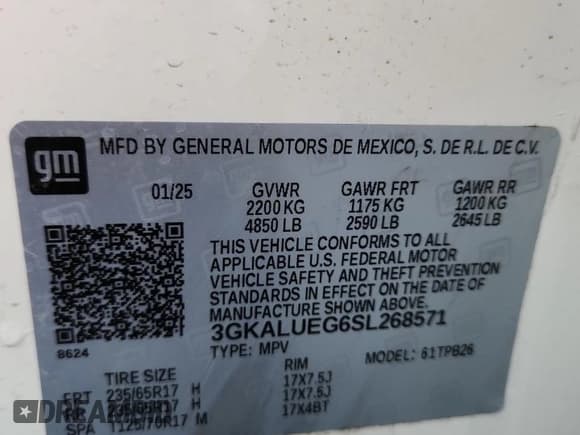 ✅ 2025 GMC Terrain AWD Elevation • VIN: 3GKALUEG6SL268571 • Lot: 80915125. Wystawiony na Copart z przebiegiem 18 614 mil. Bezpłatny archiwum sprzedaży aukcyjnych z USA i szczegółowy raport historii pojazdu na DreamBid. Zdjęcie 12.