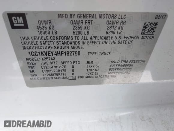 ✅ 2017 Chevrolet Silverado 2500HD LT • VIN: 1GC1KVEY4HF182790 • Lot: 42357385. Wystawiony na IAAI z przebiegiem 189 755 mil. Bezpłatny archiwum sprzedaży aukcyjnych z USA i szczegółowy raport historii pojazdu na DreamBid. Zdjęcie 9.