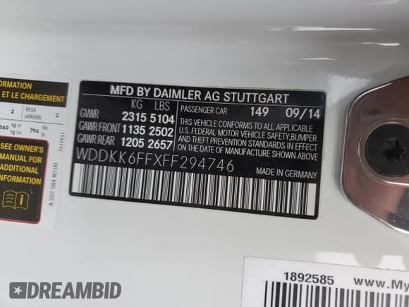 ✅ 2015 Mercedes-Benz E 400 • VIN: WDDKK6FFXFF294746 • Lot: 80966004. Listed on Copart with 52,194 mi. Free auction sales archive from the USA and detailed vehicle history report at DreamBid. Image 12.