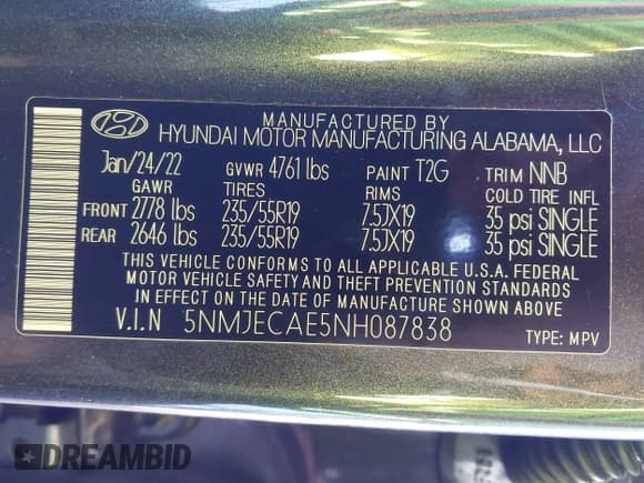 ✅ 2022 Hyundai Tucson Limited • VIN: 5NMJECAE5NH087838 • Лот: 43340345. Опубликован ранее на IAAI с пробегом 55 587 миль. Бесплатный доступ к архиву аукционных продаж из США и подробный отчёт об истории автомобиля на DreamBid. Изображение 9.