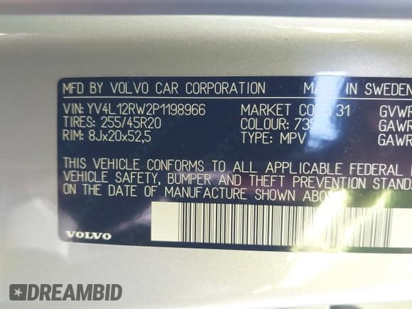 ✅ 2023 Volvo XC60 Plus Dark Theme • VIN: YV4L12RW2P1198966 • Lot: 42210227. Listed on IAAI with Not provided. Free auction sales archive from the USA and detailed vehicle history report at DreamBid. Image 9.