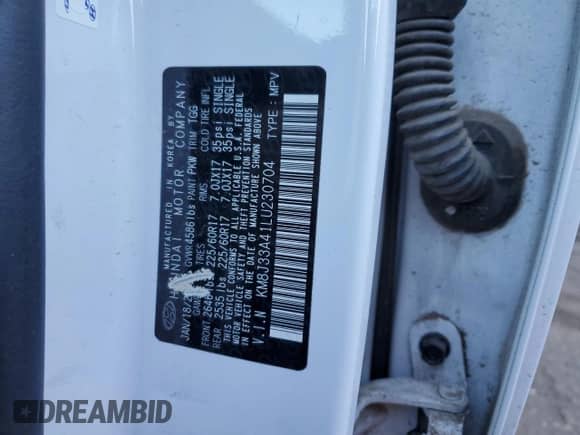 2020 Hyundai Tucson Value z VIN KM8J33A41LU230704, wystawiony jako Copart lot #72562904 z przebiegiem 41 000 mil mil oraz Szkoda całkowita • Salvage title. Historia ofert i sprzedaży dostępna na DreamBid. Obrazek 14.