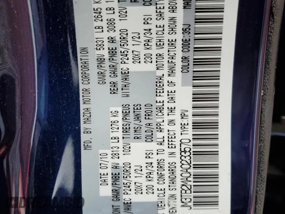 ✅ 2010 Mazda CX-9 Sport • VIN: JM3TB2MA0A0233570 • Lot: 55952025. Listed on Copart with 159,946 mi. Free auction sales archive from the USA and detailed vehicle history report at DreamBid. Image 13.