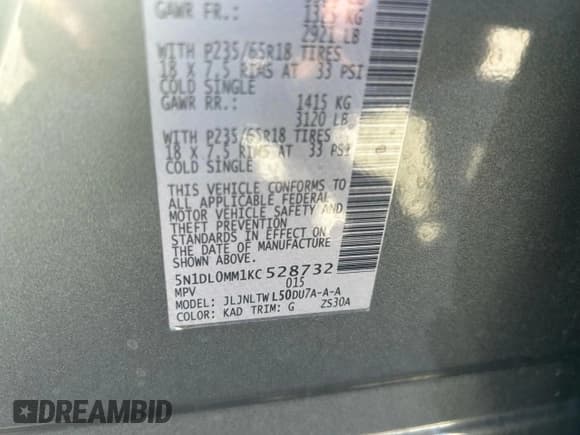 ✅ 2019 Infiniti QX60 Luxe • VIN: 5N1DL0MM1KC528732 • Lot: 93780375. Listed on Copart with 51,846 mi. Free auction sales archive from the USA and detailed vehicle history report at DreamBid. Image 10.