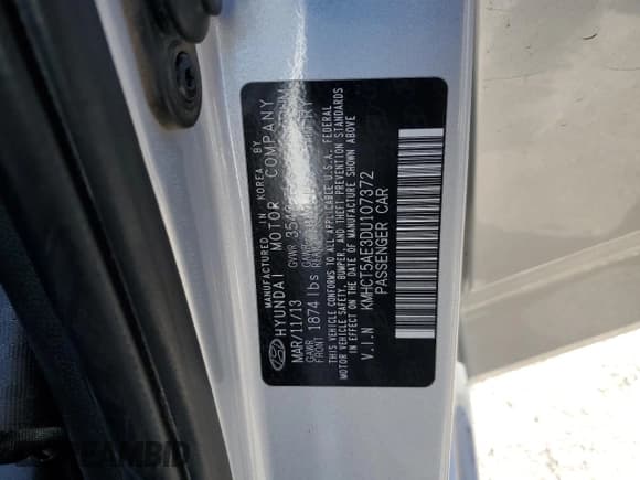 ✅ 2013 Hyundai Accent GS • VIN: KMHCT5AE3DU107372 • Lot: 90886395. Wystawiony na Copart z przebiegiem 84 781 mil. Bezpłatny archiwum sprzedaży aukcyjnych z USA i szczegółowy raport historii pojazdu na DreamBid. Zdjęcie 12.