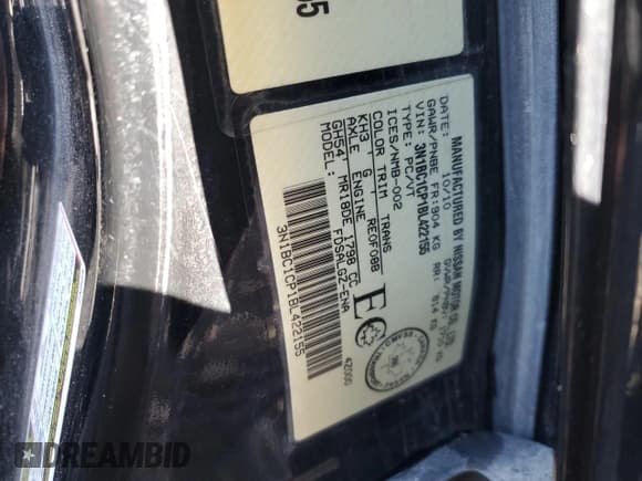 ✅ 2011 Nissan Versa S • VIN: 3N1BC1CP1BL422155 • Lot: 90705235. Listed on Copart with 322,346 mi. Free auction sales archive from the USA and detailed vehicle history report at DreamBid. Image 12.