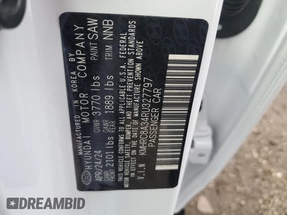 ✅ 2024 Hyundai Venue SEL • VIN: KMHRC8A34RU327797 • Lot: 77614704. Listed on Copart with 1,155 mi. Free auction sales archive from the USA and detailed vehicle history report at DreamBid. Image 13.