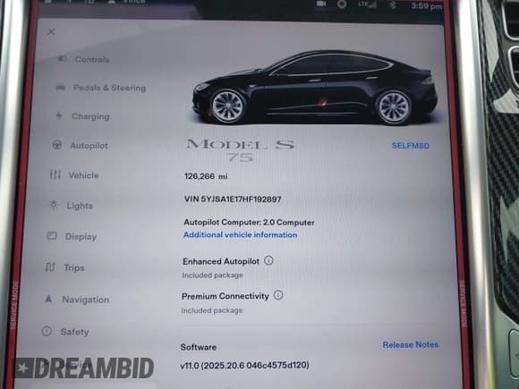 ✅ 2017 Tesla Model S 60 • VIN: 5YJSA1E17HF192897 • Лот: 43267773. Опубликован ранее на IAAI с пробегом 126 266 миль. Бесплатный доступ к архиву аукционных продаж из США и подробный отчёт об истории автомобиля на DreamBid. Изображение 7.