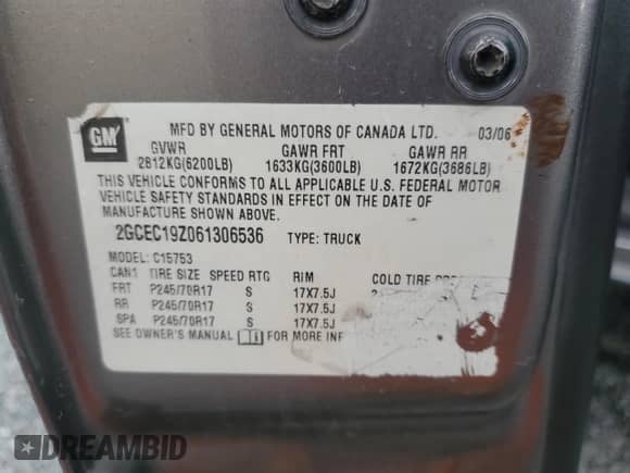 2006 Chevrolet Silverado 1500 LT2 z VIN 2GCEC19Z061306536, wystawiony jako Copart lot #45569345 z przebiegiem 219 158 mil mil oraz Czysty tytuł • Clean title. Historia ofert i sprzedaży dostępna na DreamBid. Obrazek 12.