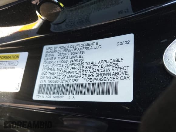 ✅ 2022 Acura TLX w/A-Spec Package • VIN: 19UUB6F52NA001283 • Lot: 41247811. Listed on IAAI with 22,214 mi. Free auction sales archive from the USA and detailed vehicle history report at DreamBid. Image 9.