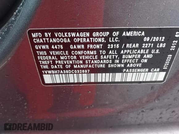 ✅ 2013 Volkswagen Passat SE • VIN: 1VWBH7A38DC032697 • Лот: 42446672. Опубликован ранее на IAAI с пробегом 287 102 миль. Бесплатный доступ к архиву аукционных продаж из США и подробный отчёт об истории автомобиля на DreamBid. Изображение 9.