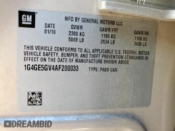 ✅ 2010 Buick LaCrosse CXS • VIN: 1G4GE5GV4AF200033 • Lot: 91786265. Wystawiony na Copart z przebiegiem 194 597 mil. Bezpłatny archiwum sprzedaży aukcyjnych z USA i szczegółowy raport historii pojazdu na DreamBid. Zdjęcie 12.