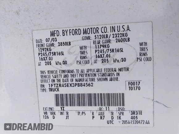 ✅ 2003 Ford Ranger XL Fleet • VIN: 1FTZR45EX3PB84562 • Lot: 43768572. Wystawiony na IAAI z przebiegiem 187 030 mil. Bezpłatny archiwum sprzedaży aukcyjnych z USA i szczegółowy raport historii pojazdu na DreamBid. Zdjęcie 9.
