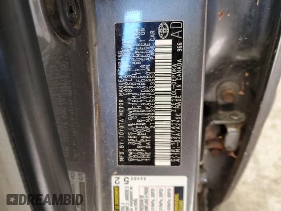 ✅ 2007 Toyota Corolla CE • VIN: 2T1BR32E57C823550 • Lot: 87092015. Listed on Copart with Not provided. Free auction sales archive from the USA and detailed vehicle history report at DreamBid. Image 12.