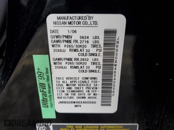 ✅ 2006 Infiniti FX • VIN: JNRBS08W46X400560 • Лот: 86061664. Опубликован ранее на Copart с пробегом 153 406 миль. Бесплатный доступ к архиву аукционных продаж из США и подробный отчёт об истории автомобиля на DreamBid. Изображение 13.