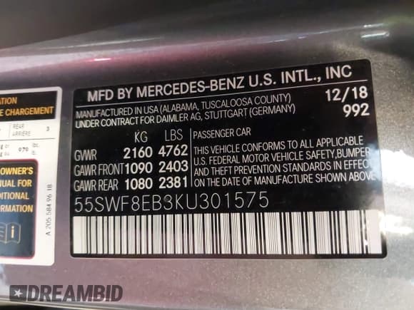 ✅ 2019 Mercedes-Benz C 300 • VIN: 55SWF8EB3KU301575 • Lot: 42616717. Wystawiony na IAAI z przebiegiem 92 366 mil. Bezpłatny archiwum sprzedaży aukcyjnych z USA i szczegółowy raport historii pojazdu na DreamBid. Zdjęcie 9.