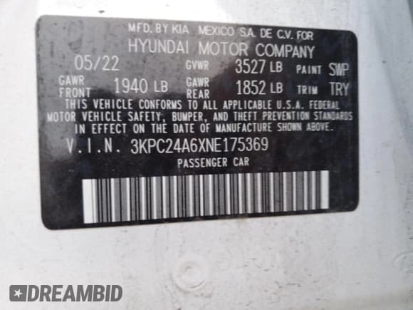 ✅ 2022 Hyundai Accent SE • VIN: 3KPC24A6XNE175369 • Лот: 43134035. Опубликован ранее на Copart с пробегом 47 157 миль. Бесплатный доступ к архиву аукционных продаж из США и подробный отчёт об истории автомобиля на DreamBid. Изображение 13.