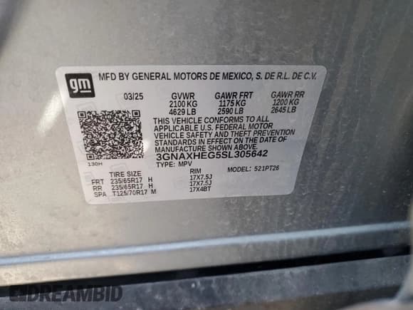 ✅ 2025 Chevrolet Equinox FWD LT • VIN: 3GNAXHEG5SL305642 • Lot: 81347205. Listed on Copart with 8,708 mi. Free auction sales archive from the USA and detailed vehicle history report at DreamBid. Image 13.