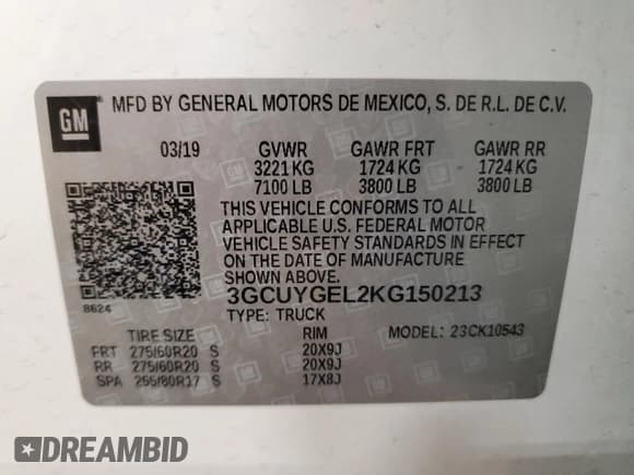 ✅ 2019 Chevrolet Silverado 1500 LTZ • VIN: 3GCUYGEL2KG150213 • Lot: 61273245. Listed on Copart with 83,299 mi. Free auction sales archive from the USA and detailed vehicle history report at DreamBid. Image 12.