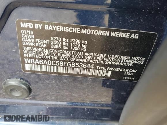 ✅ 2015 BMW 6 Series 640i • VIN: WBA6A0C58FGB53644 • Лот: 65382255. Опубликован ранее на Copart с пробегом 112 853 миль. Бесплатный доступ к архиву аукционных продаж из США и подробный отчёт об истории автомобиля на DreamBid. Изображение 12.