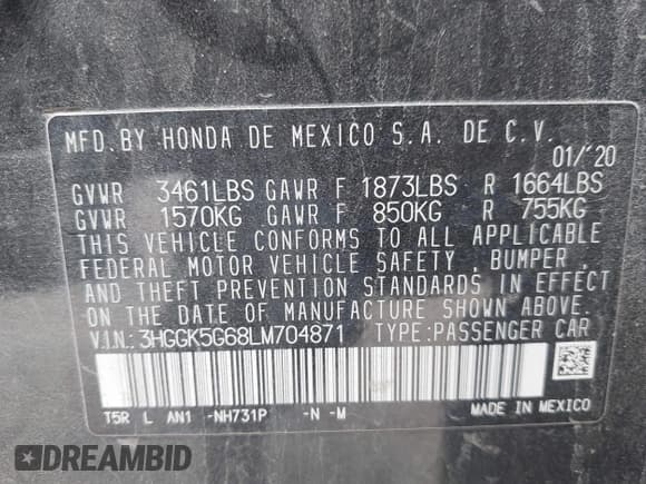 ✅ 2020 Honda Fit Sport • VIN: 3HGGK5G68LM704871 • Лот: 43715365. Опубликован ранее на IAAI с пробегом 55 916 миль. Бесплатный доступ к архиву аукционных продаж из США и подробный отчёт об истории автомобиля на DreamBid. Изображение 9.