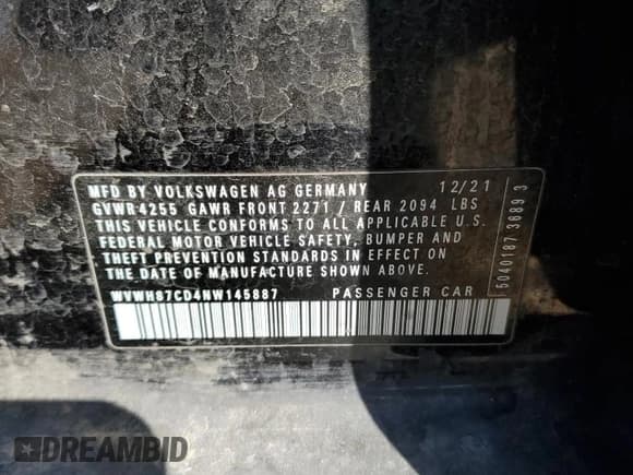 ✅ 2022 Volkswagen Golf GTI S • VIN: WVWH87CD4NW145887 • Лот: 70249724. Опубликован ранее на Copart с пробегом Не указан. Бесплатный доступ к архиву аукционных продаж из США и подробный отчёт об истории автомобиля на DreamBid. Изображение 12.