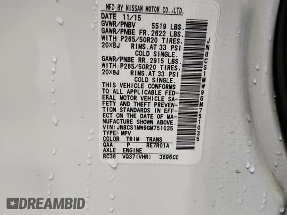 ✅ 2016 Infiniti QX70 • VIN: JN8CS1MW9GM751035 • Лот: 69851245. Опубликован ранее на Copart с пробегом Не указан. Бесплатный доступ к архиву аукционных продаж из США и подробный отчёт об истории автомобиля на DreamBid. Изображение 13.