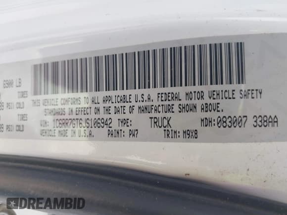 ✅ 2018 Ram 1500 Big Horn • VIN: 1C6RR7GT6JS106942 • Lot: 42497190. Listed on IAAI with 228,132 mi. Free auction sales archive from the USA and detailed vehicle history report at DreamBid. Image 9.