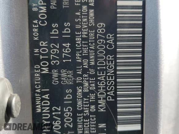 2013 Hyundai Elantra GS with VIN KMHDH6AE1DU009789, listed as a Copart auction lot 71904565 with 142,187 mi miles and Salvage title. Bid and sale history available at DreamBid. Image 12.