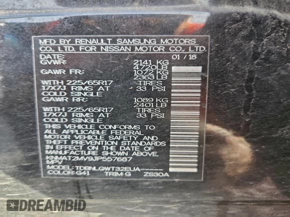 ✅ 2018 Nissan Rogue SV • VIN: KNMAT2MV9JP557687 • Lot: 92573735. Listed on Copart with 80,989 mi. Free auction sales archive from the USA and detailed vehicle history report at DreamBid. Image 14.