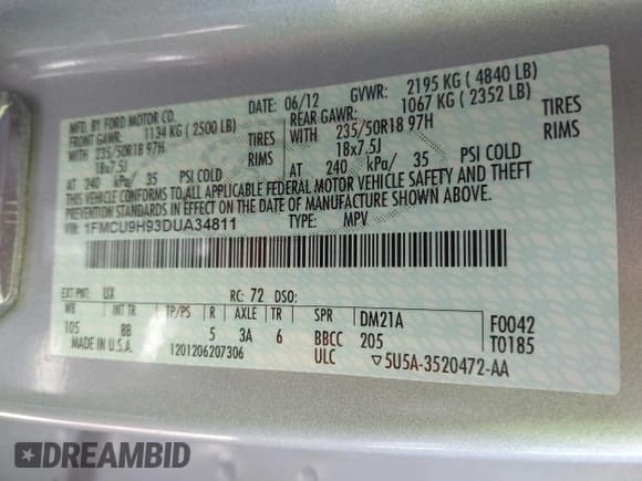 ✅ 2013 Ford Escape SEL • VIN: 1FMCU9H93DUA34811 • Лот: 42227559. Опубликован ранее на IAAI с пробегом 126 495 миль. Бесплатный доступ к архиву аукционных продаж из США и подробный отчёт об истории автомобиля на DreamBid. Изображение 9.