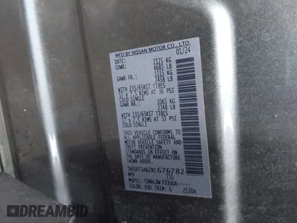 ✅ 2024 Nissan Rogue S • VIN: 5N1BT3AB2RC676782 • Лот: 43407655. Опубликован ранее на IAAI с пробегом 44 411 миль. Бесплатный доступ к архиву аукционных продаж из США и подробный отчёт об истории автомобиля на DreamBid. Изображение 9.