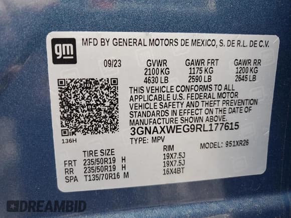 ✅ 2024 Chevrolet Equinox RS • VIN: 3GNAXWEG9RL177615 • Lot: 89739115. Listed on Copart with 31,686 mi. Free auction sales archive from the USA and detailed vehicle history report at DreamBid. Image 14.