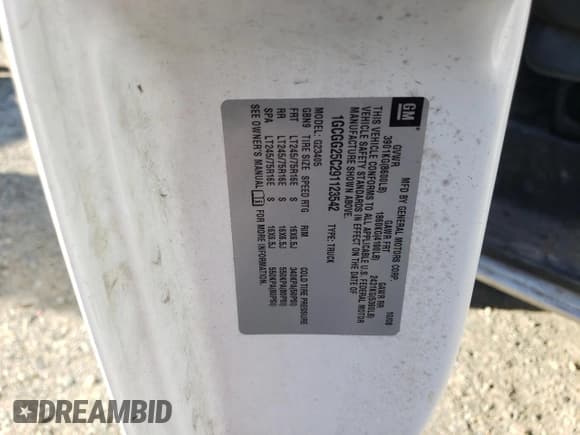 ✅ 2009 Chevrolet Express Cargo • VIN: 1GCGG25C291123542 • Lot: 91063735. Listed on Copart with 184,898 mi. Free auction sales archive from the USA and detailed vehicle history report at DreamBid. Image 13.