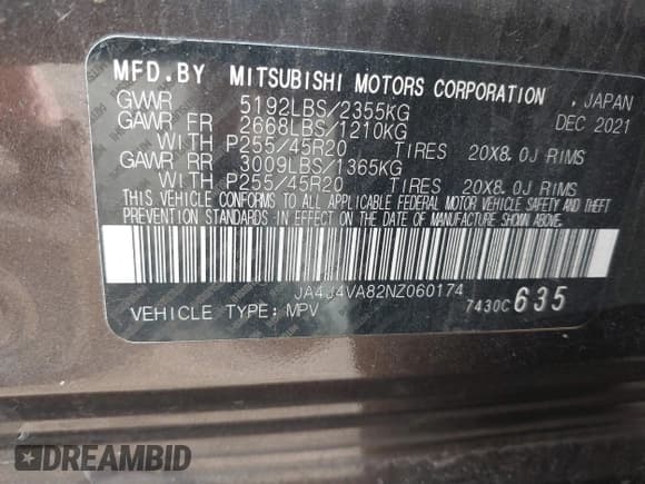 ✅ 2022 Mitsubishi Outlander SEL • VIN: JA4J4VA82NZ060174 • Lot: 42492433. Wystawiony na IAAI z przebiegiem 187 404 mil. Bezpłatny archiwum sprzedaży aukcyjnych z USA i szczegółowy raport historii pojazdu na DreamBid. Zdjęcie 9.