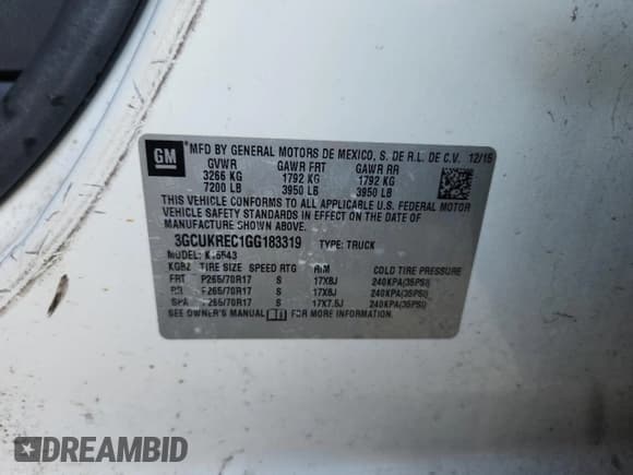 ✅ 2016 Chevrolet Silverado 1500 LT • VIN: 3GCUKREC1GG183319 • Lot: 82562845. Listed on Copart with 212,924 mi. Free auction sales archive from the USA and detailed vehicle history report at DreamBid. Image 12.