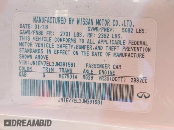 ✅ 2018 Infiniti Q60 Luxe • VIN: JN1EV7EL3JM391581 • Lot: 39214449. Wystawiony na IAAI z przebiegiem 53 603 mil. Bezpłatny archiwum sprzedaży aukcyjnych z USA i szczegółowy raport historii pojazdu na DreamBid. Zdjęcie 9.