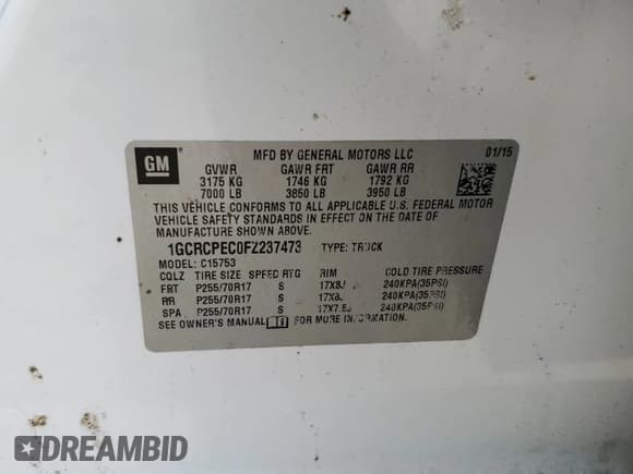 ✅ 2015 Chevrolet Silverado 1500 Work Truck • VIN: 1GCRCPEC0FZ237473 • Лот: 69603794. Опубликован ранее на Copart с пробегом 160 091 миль. Бесплатный доступ к архиву аукционных продаж из США и подробный отчёт об истории автомобиля на DreamBid. Изображение 13.