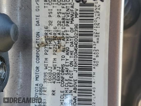 ✅ 1998 Lexus LX 470 • VIN: JT6HT00W6W0002396 • Lot: 75092884. Listed on Copart with 257,996 mi. Free auction sales archive from the USA and detailed vehicle history report at DreamBid. Image 15.