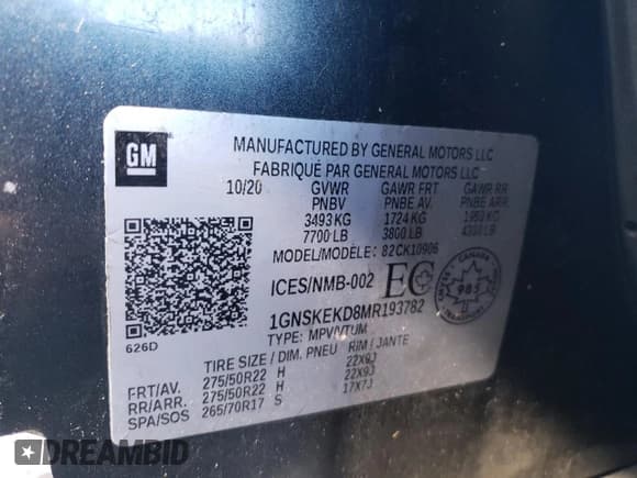 ✅ 2021 Chevrolet Suburban RST • VIN: 1GNSKEKD8MR193782 • Lot: 82821484. Listed on Copart with 74,195 mi. Free auction sales archive from the USA and detailed vehicle history report at DreamBid. Image 15.