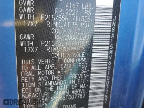 ✅ 2011 Nissan Juke SL • VIN: JN8AF5MV6BT007787 • Lot: 93378145. Listed on Copart with 142,899 mi. Free auction sales archive from the USA and detailed vehicle history report at DreamBid. Image 12.