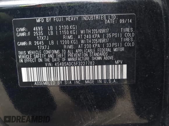 ✅ 2015 Subaru Outback Premium • VIN: 4S4BSADC5F3227782 • Лот: 42425598. Опубликован ранее на IAAI с пробегом 97 074 миль. Бесплатный доступ к архиву аукционных продаж из США и подробный отчёт об истории автомобиля на DreamBid. Изображение 9.