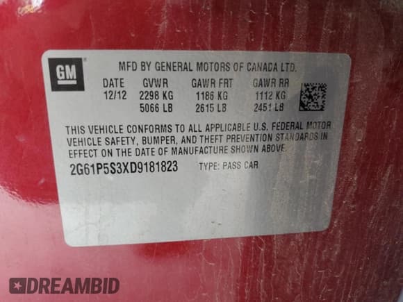 ✅ 2013 Cadillac XTS Luxury • VIN: 2G61P5S3XD9181823 • Lot: 66805465. Wystawiony na Copart z przebiegiem 135 125 mil. Bezpłatny archiwum sprzedaży aukcyjnych z USA i szczegółowy raport historii pojazdu na DreamBid. Zdjęcie 12.