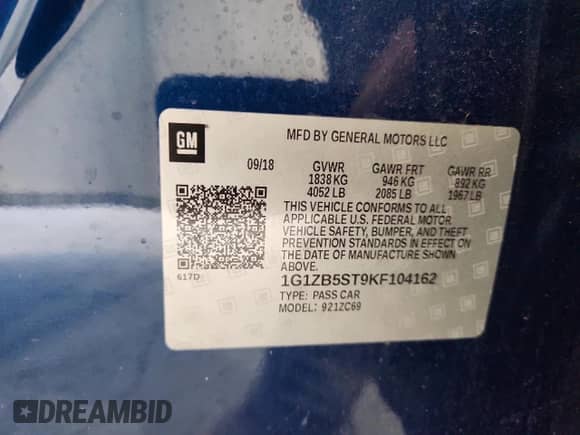 2019 Chevrolet Malibu LS z VIN 1G1ZB5ST9KF104162, wystawiony jako Copart lot #89481105 z przebiegiem 101 533 mil mil oraz Szkoda całkowita • Salvage title. Historia ofert i sprzedaży dostępna na DreamBid. Obrazek 12.