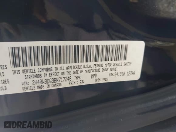 ✅ 2011 Volkswagen Routan SE • VIN: 2V4RW3DG3BR717246 • Лот: 42196697. Опубликован ранее на IAAI с пробегом 155 375 миль. Бесплатный доступ к архиву аукционных продаж из США и подробный отчёт об истории автомобиля на DreamBid. Изображение 9.